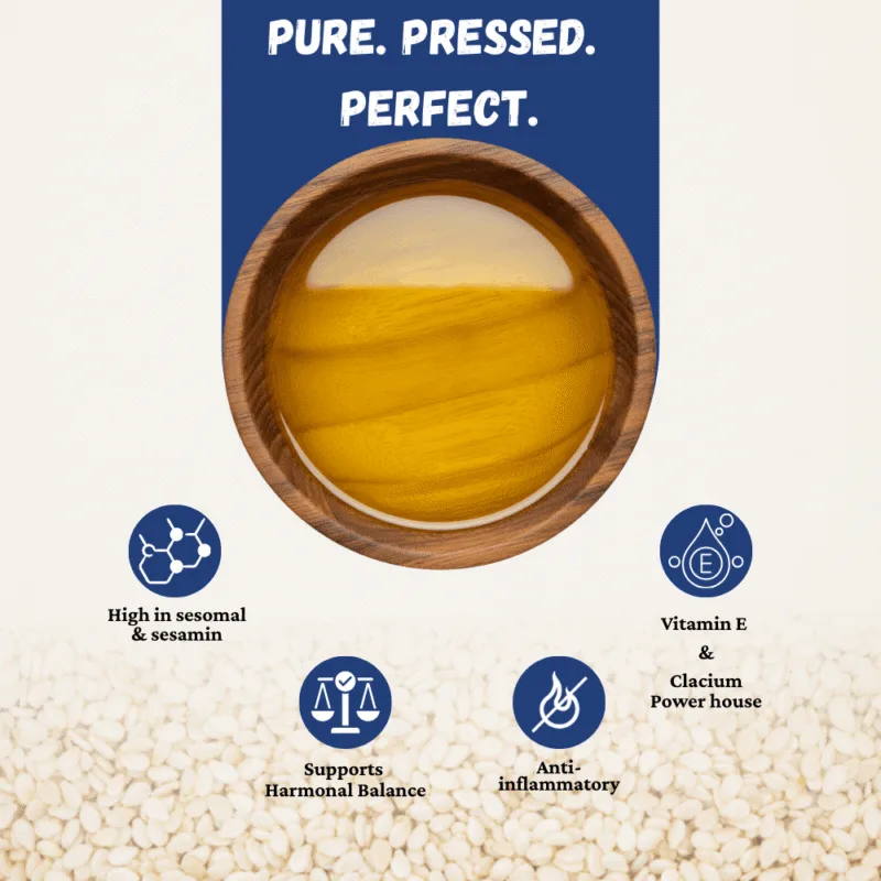 white sesame oil 1 Wooden Cold Pressed White Sesame Oil