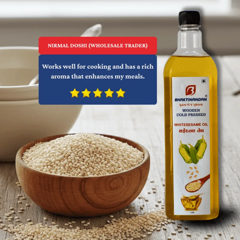 white sesame oil 6 Wooden Cold Pressed White Sesame Oil